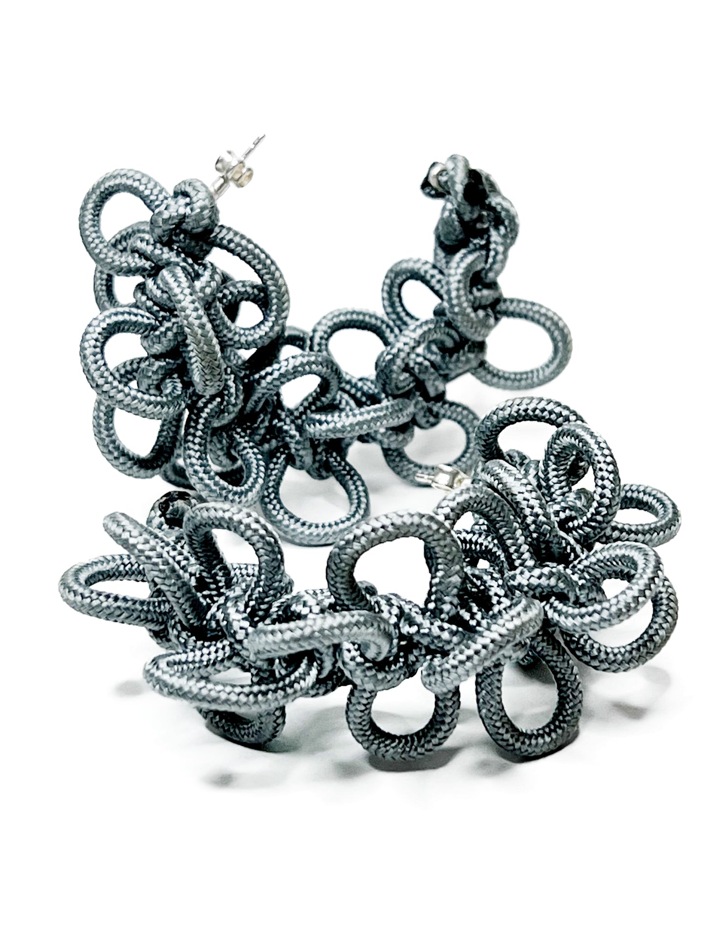 Silver Flower hoop earrings