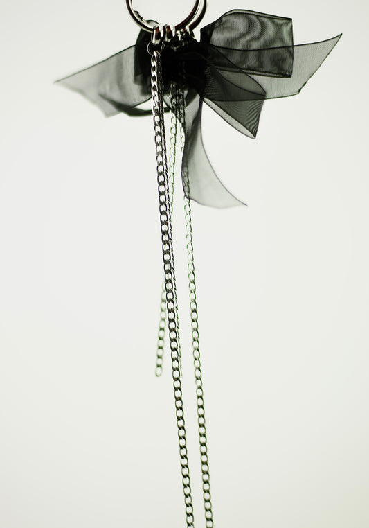 Black bow chain earrings