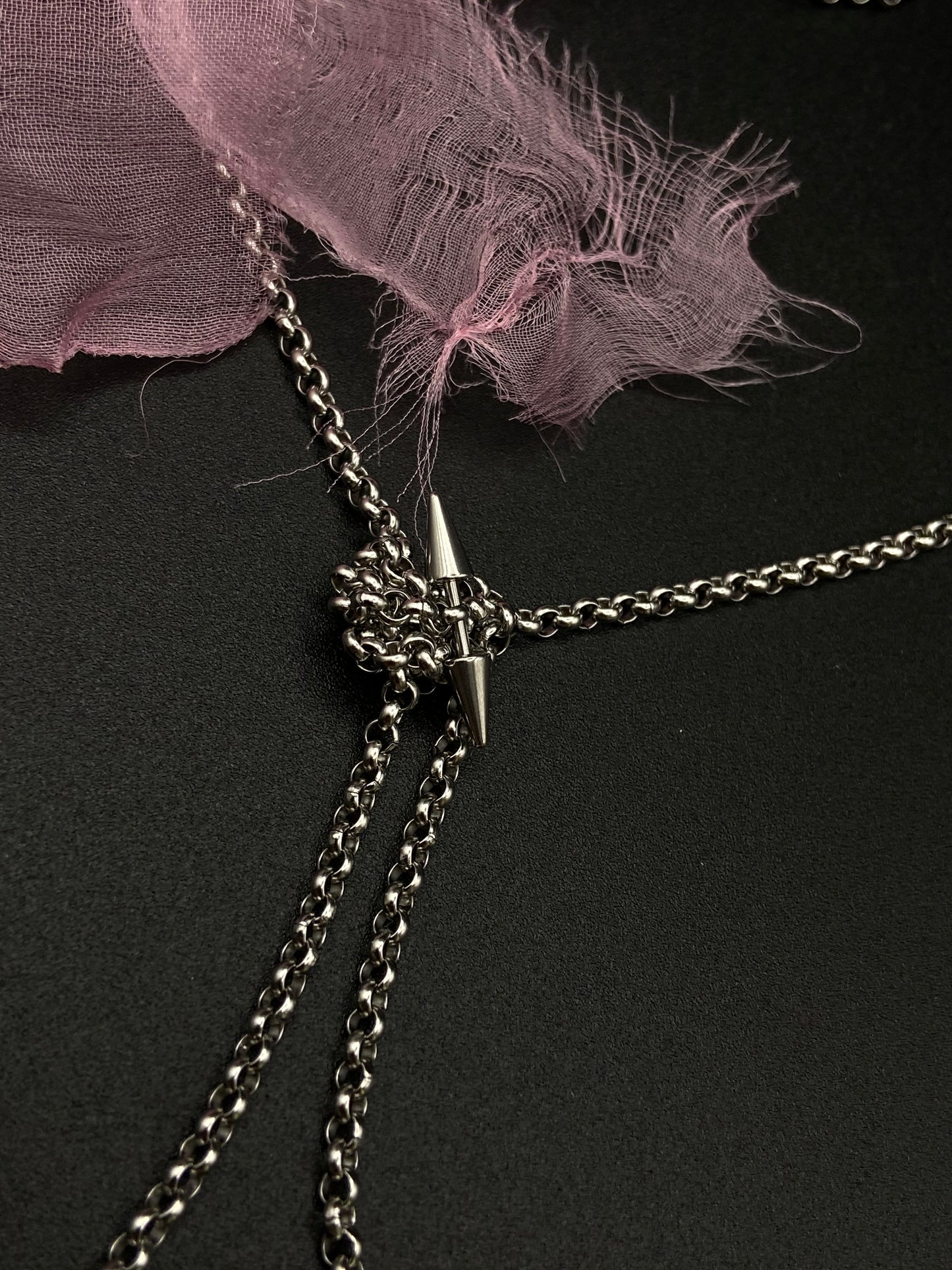 Pink Silk chain necklace