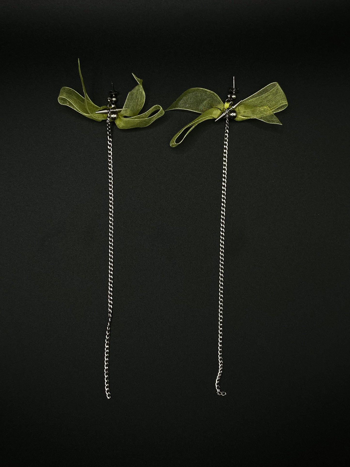 Yellow bow chain earrings