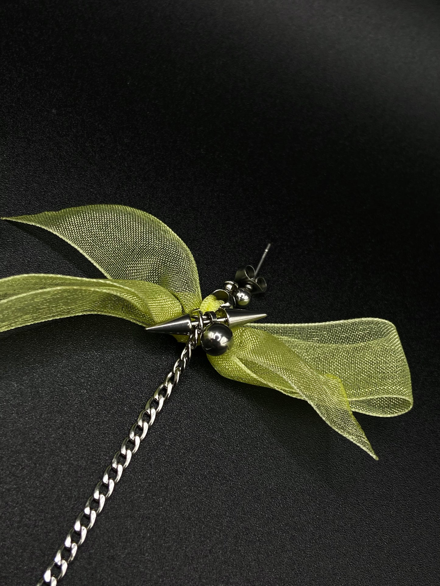 Yellow bow chain earrings