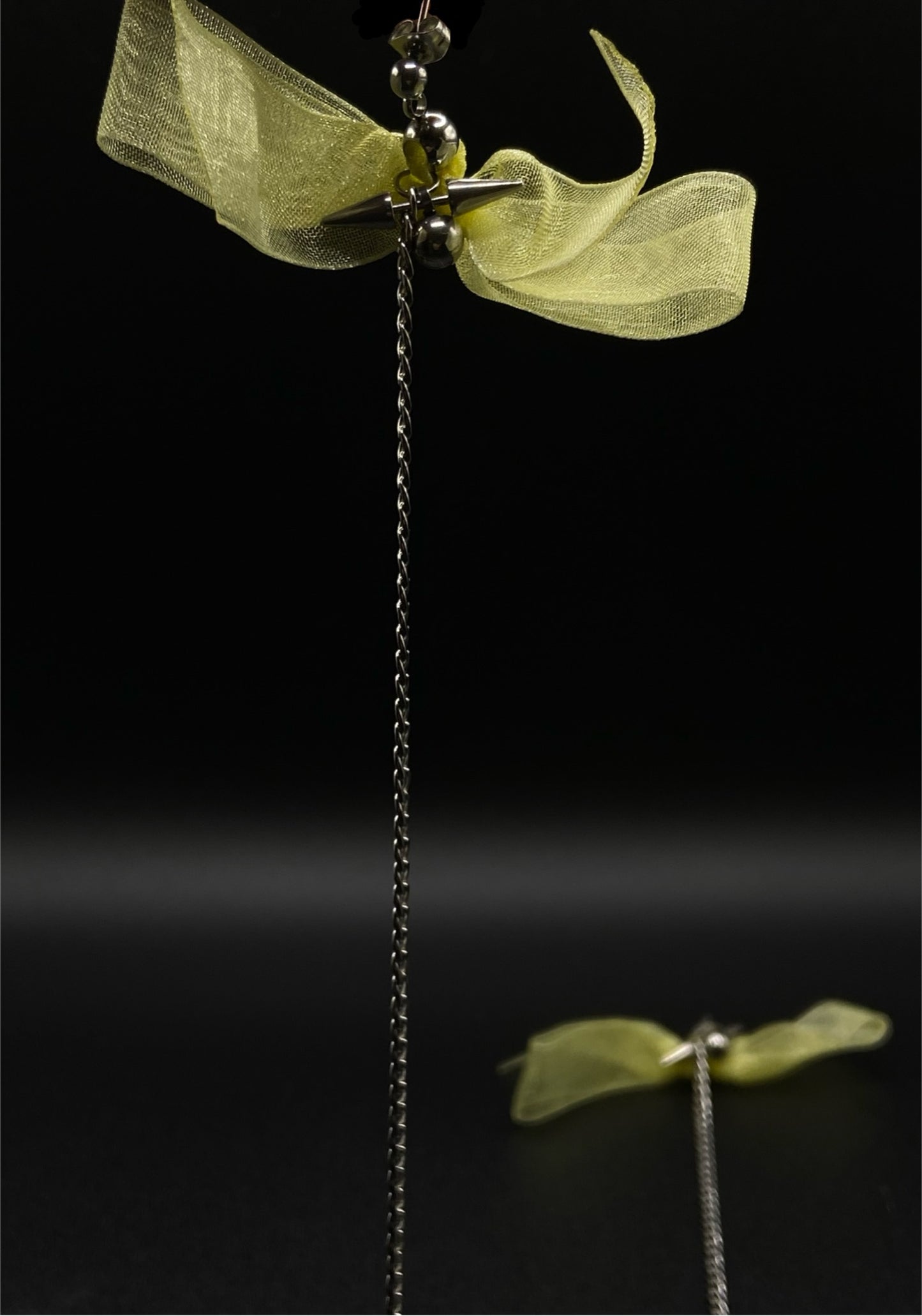 Yellow bow chain earrings