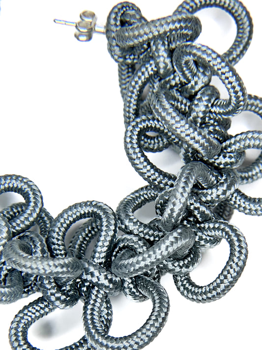 Silver Flower hoop earrings