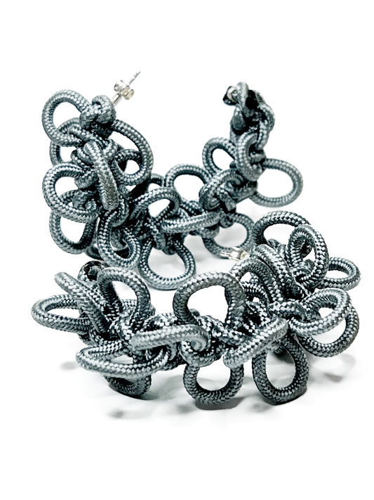 Silver Flower hoop earrings