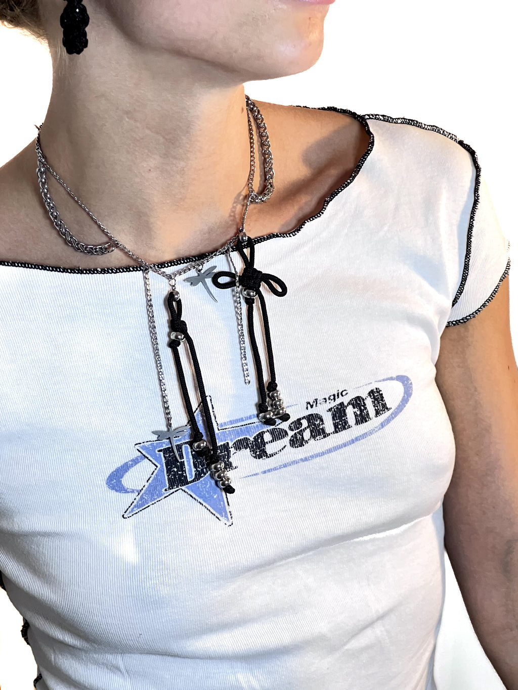 Black Lucky Knot chain necklace