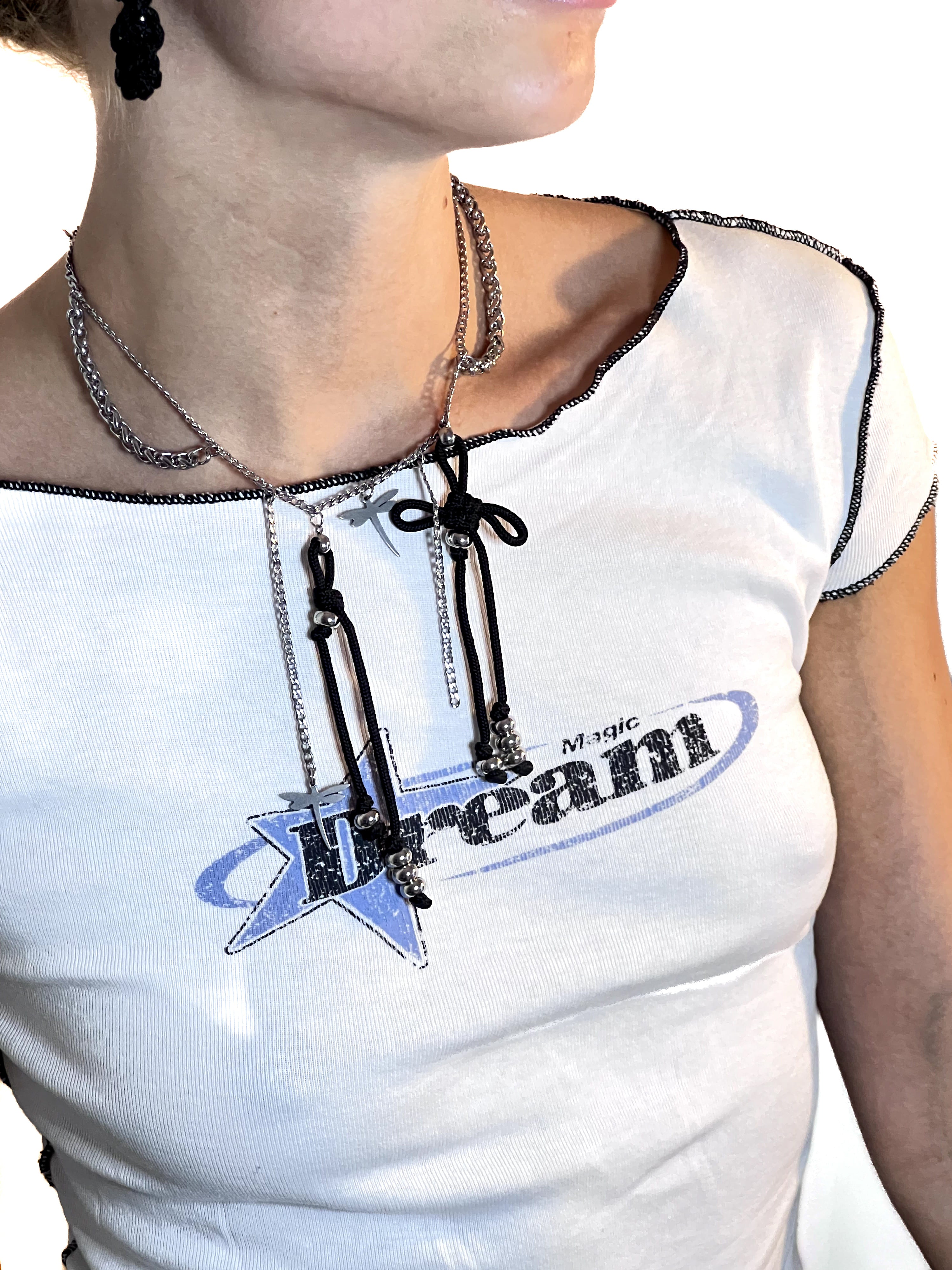 Black Lucky Knot chain necklace