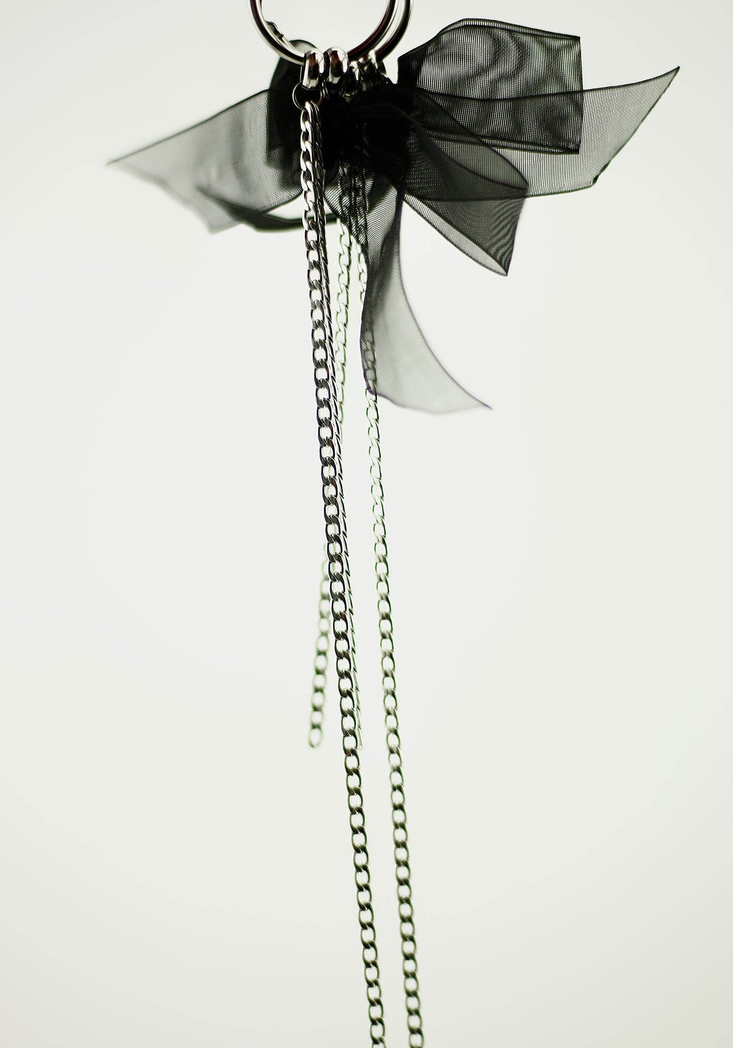 Black bow chain earrings