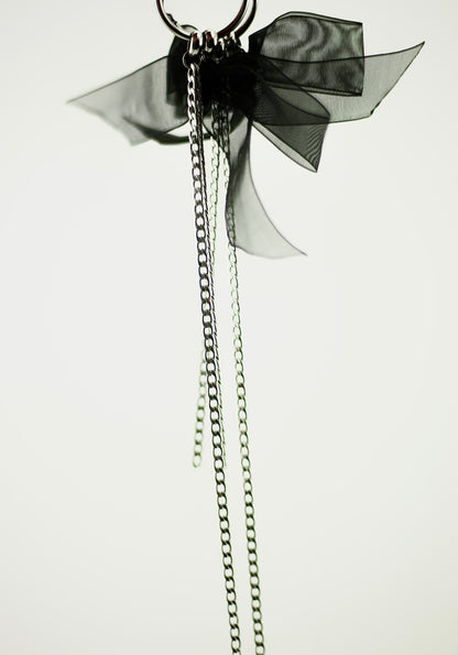 Black bow chain earrings
