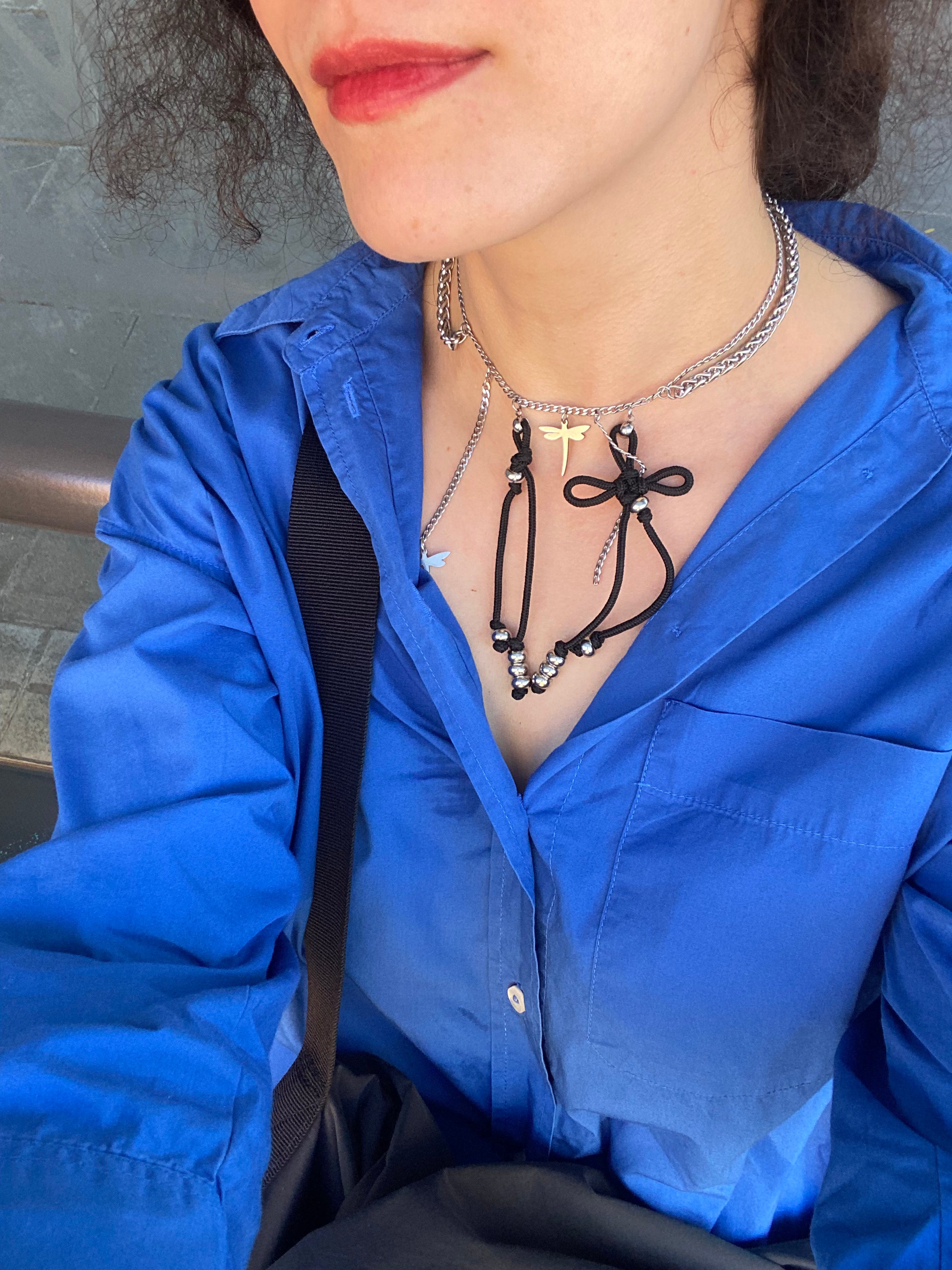 Black Lucky Knot chain necklace