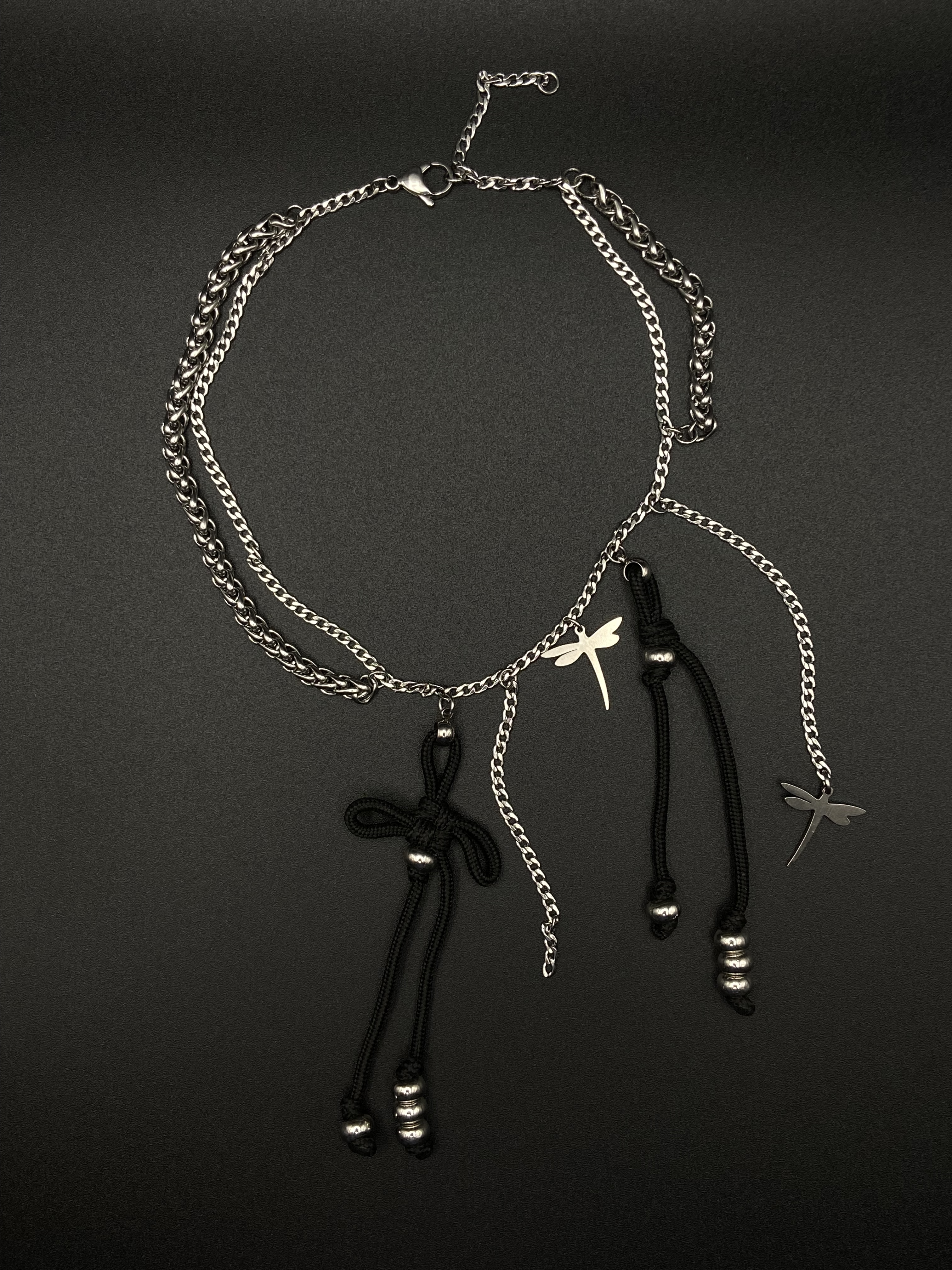 Black Lucky Knot chain necklace
