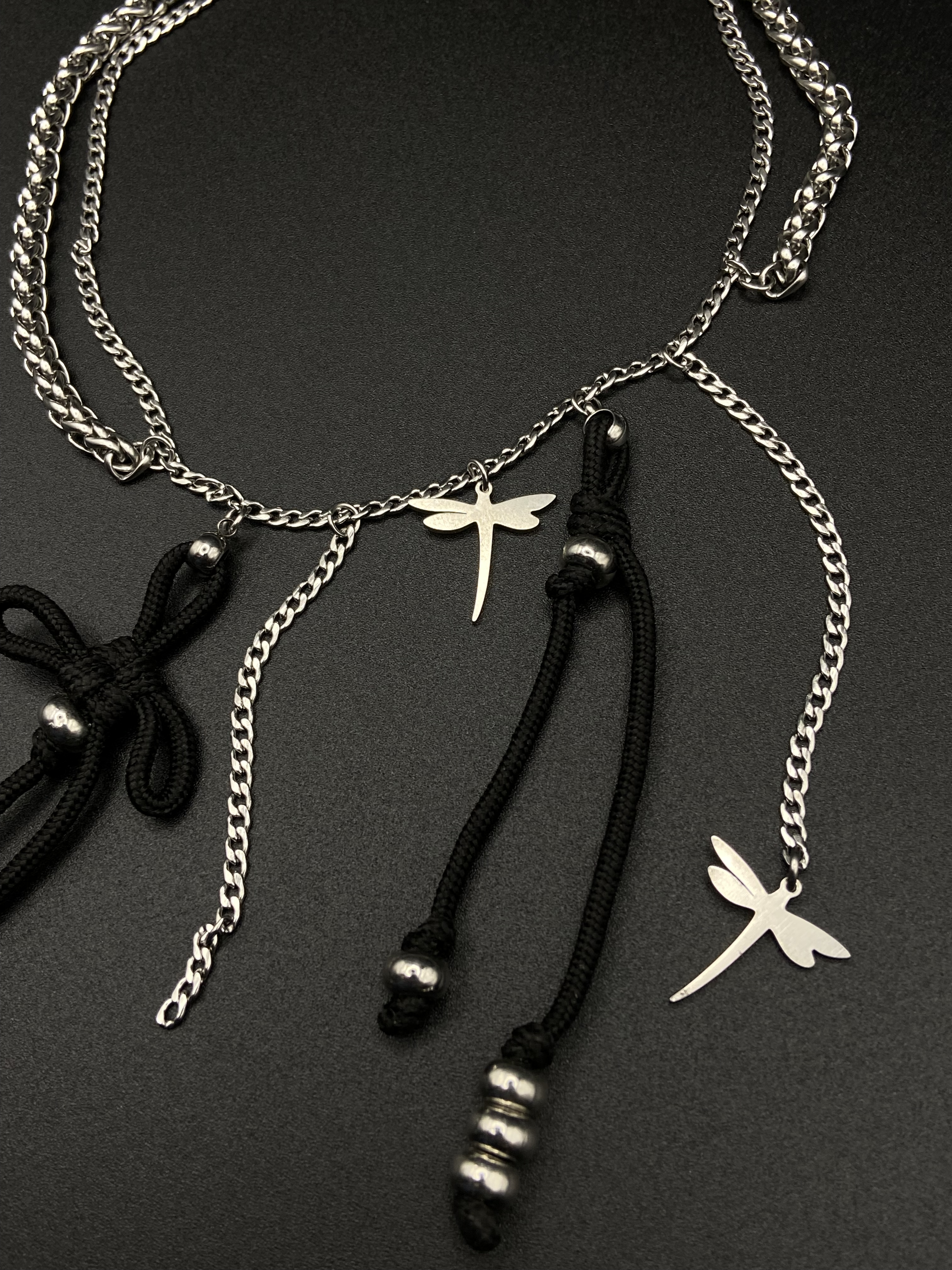 Black Lucky Knot chain necklace