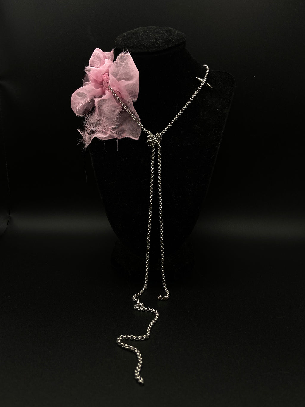 Pink silk chain necklace