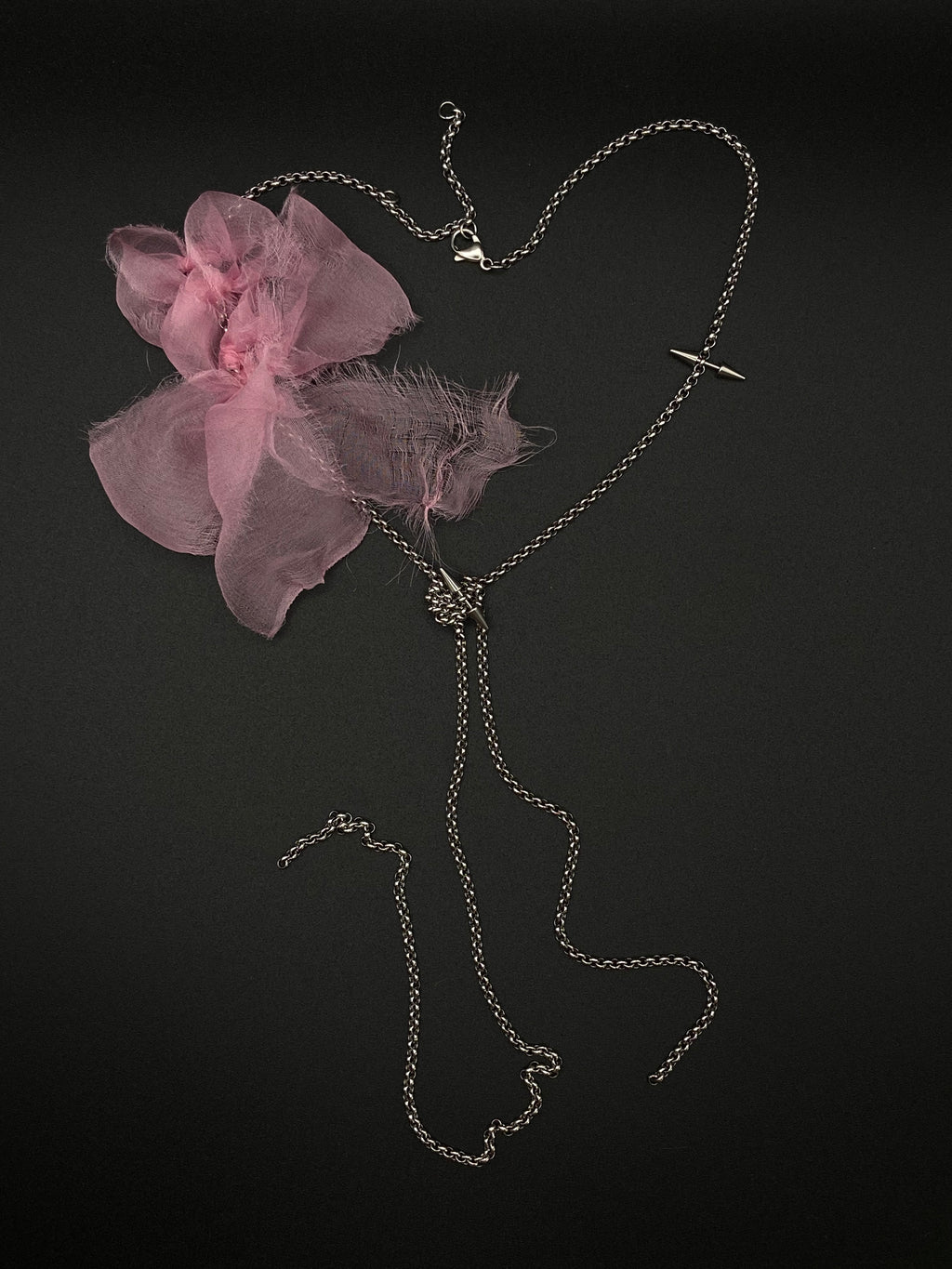 Pink silk chain necklace