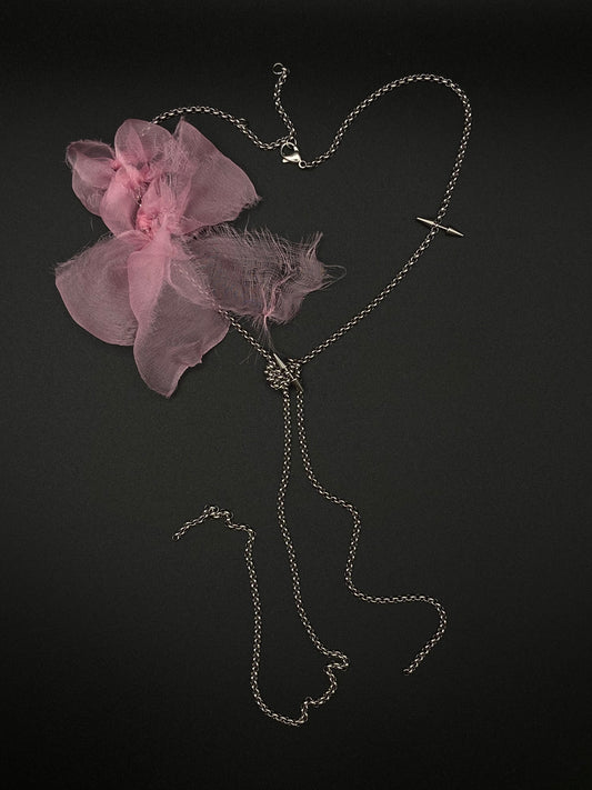 Pink Silk chain necklace