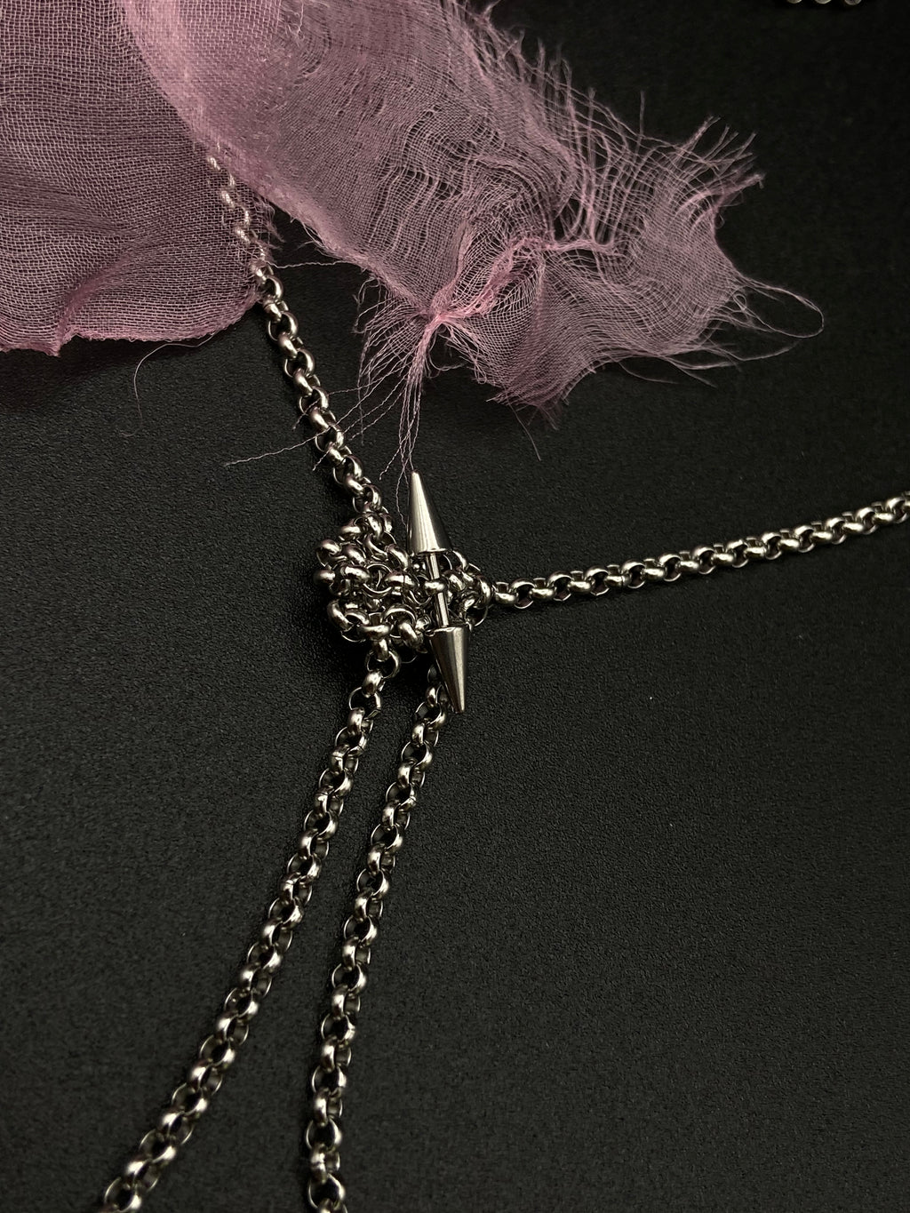 Pink silk chain necklace