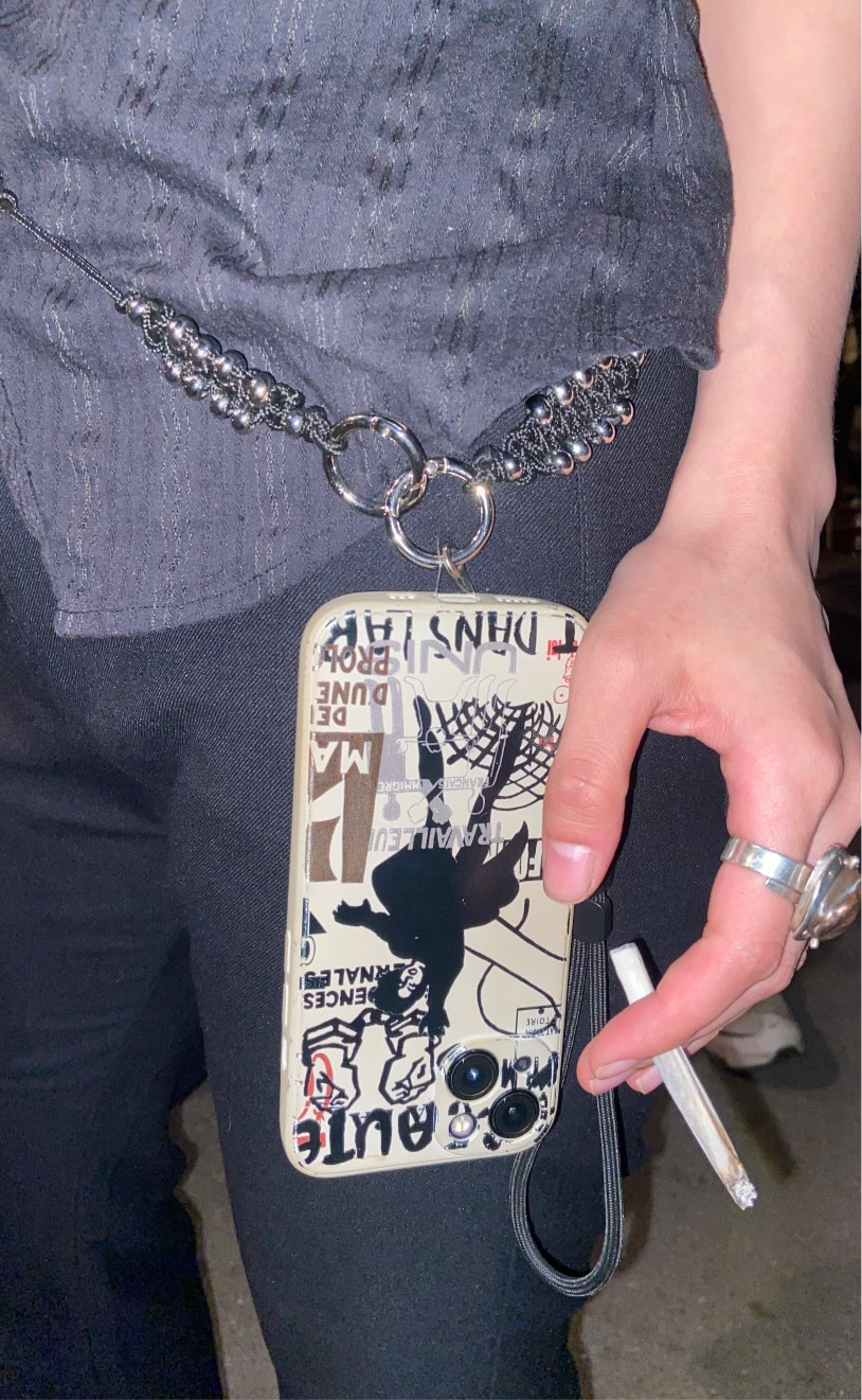 Mobile and smartphone accessory multifunctional unisex back stainless steel phone case holder belt, chain, necklace, chocker