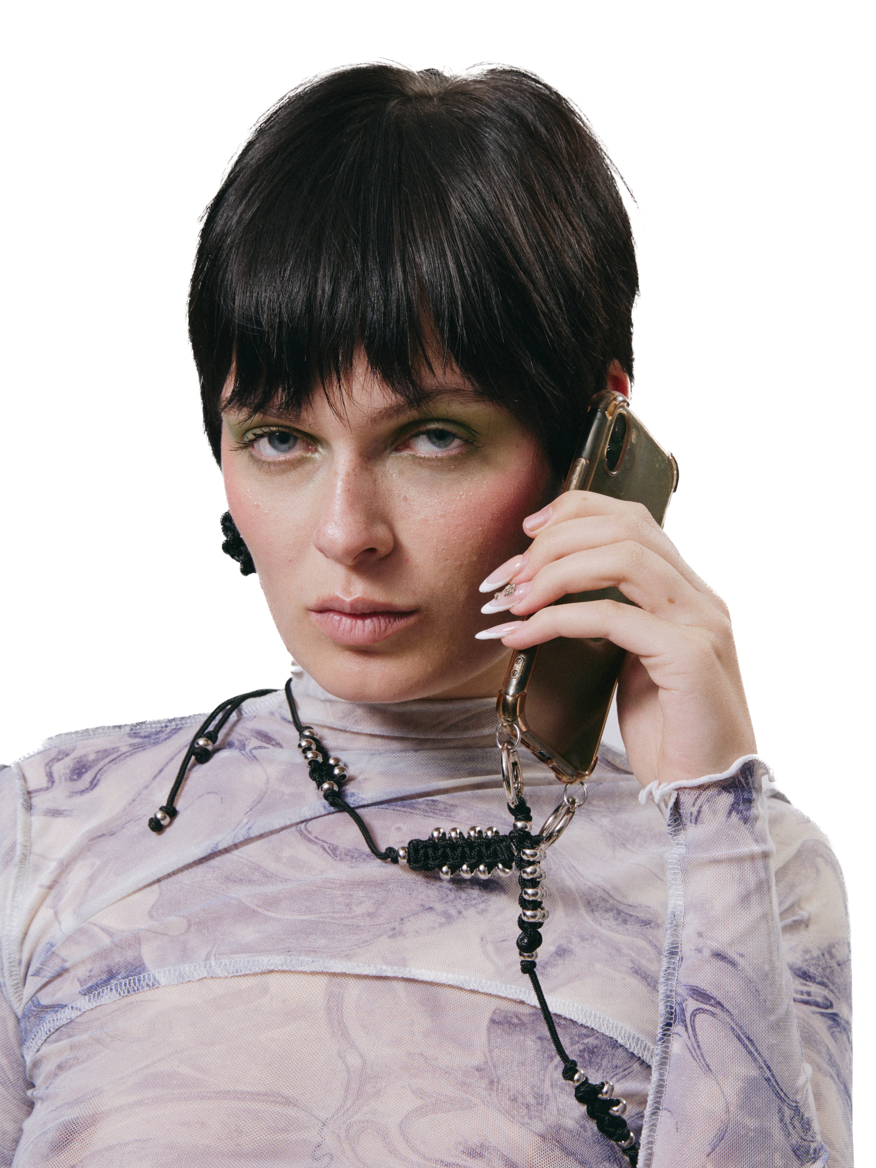 Mobile and smartphone accessory multifunctional unisex back stainless steel phone case holder belt, chain, necklace, chocker