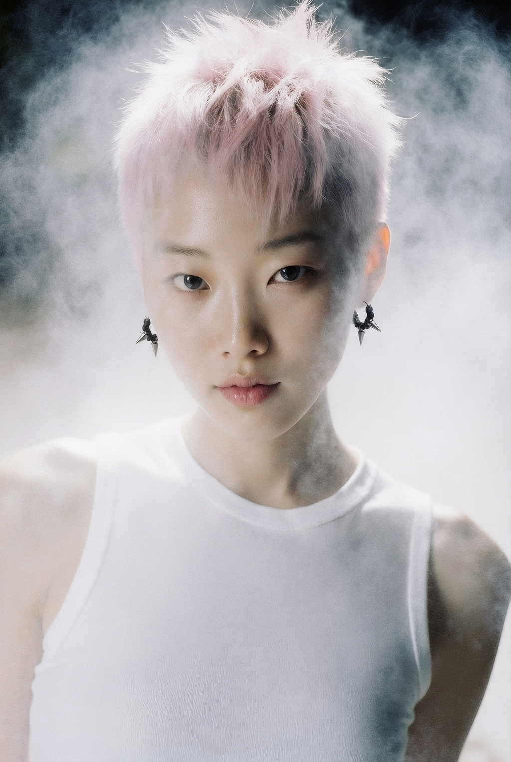 black spiky stainless steel punk stylish unisex hoop earrings