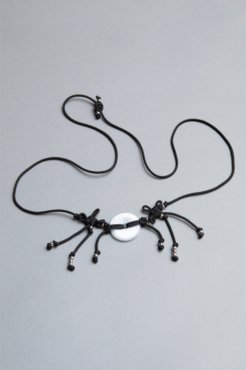 chinese lucky knot silver cat-eye natural stone  black multifunctional unique necklace/ belt 