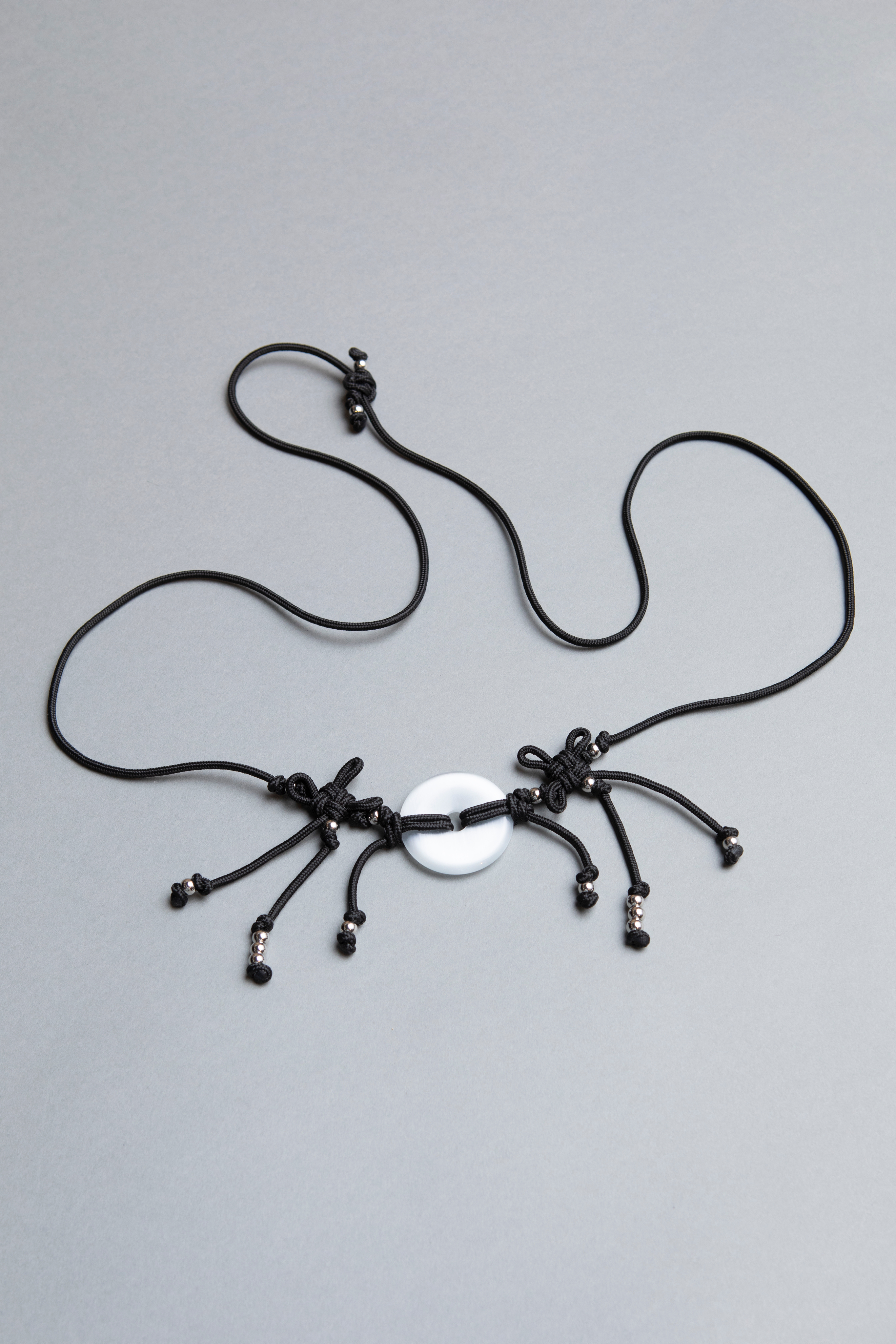 chinese lucky knot silver cat-eye natural stone  black multifunctional unique necklace/ belt 