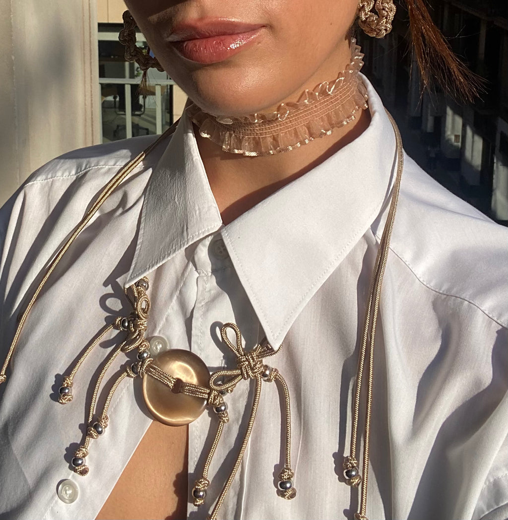 cute gold necklace chocker multifunctional golden cat-eye natural stone statement piece