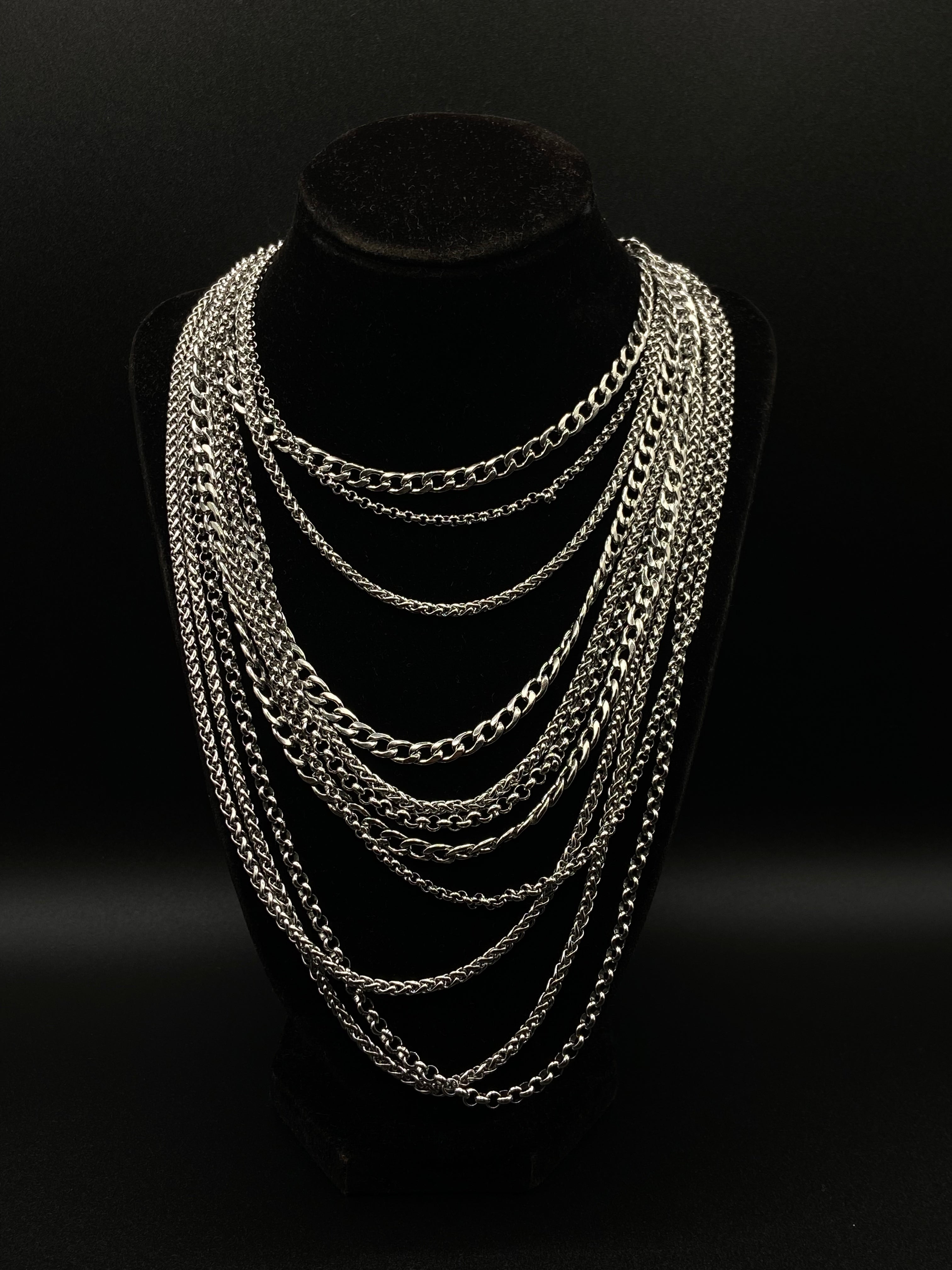 handmade stainless steel chunky big statement necklace with carbin