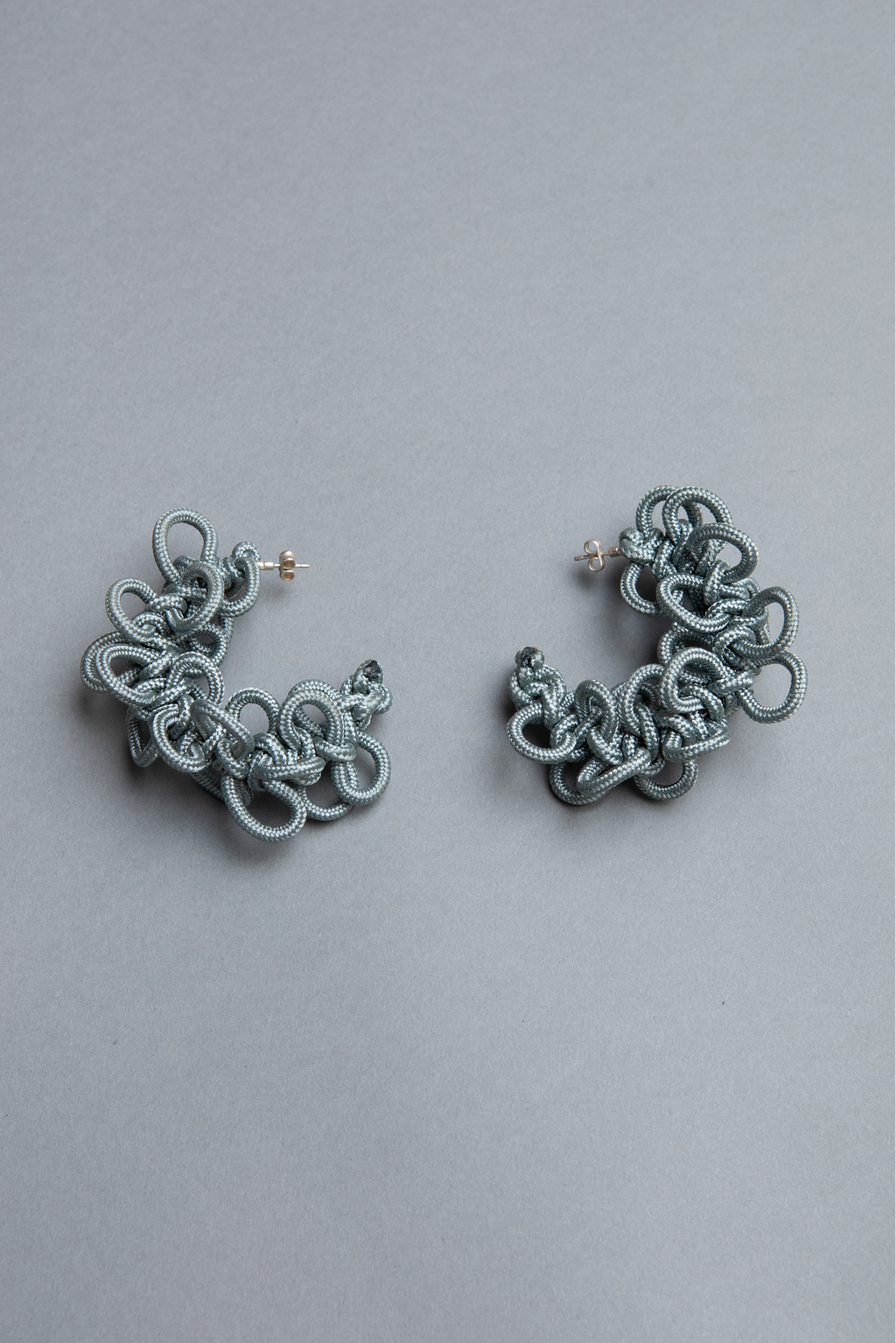 silver fluffy statment parakord big hoop earrings 