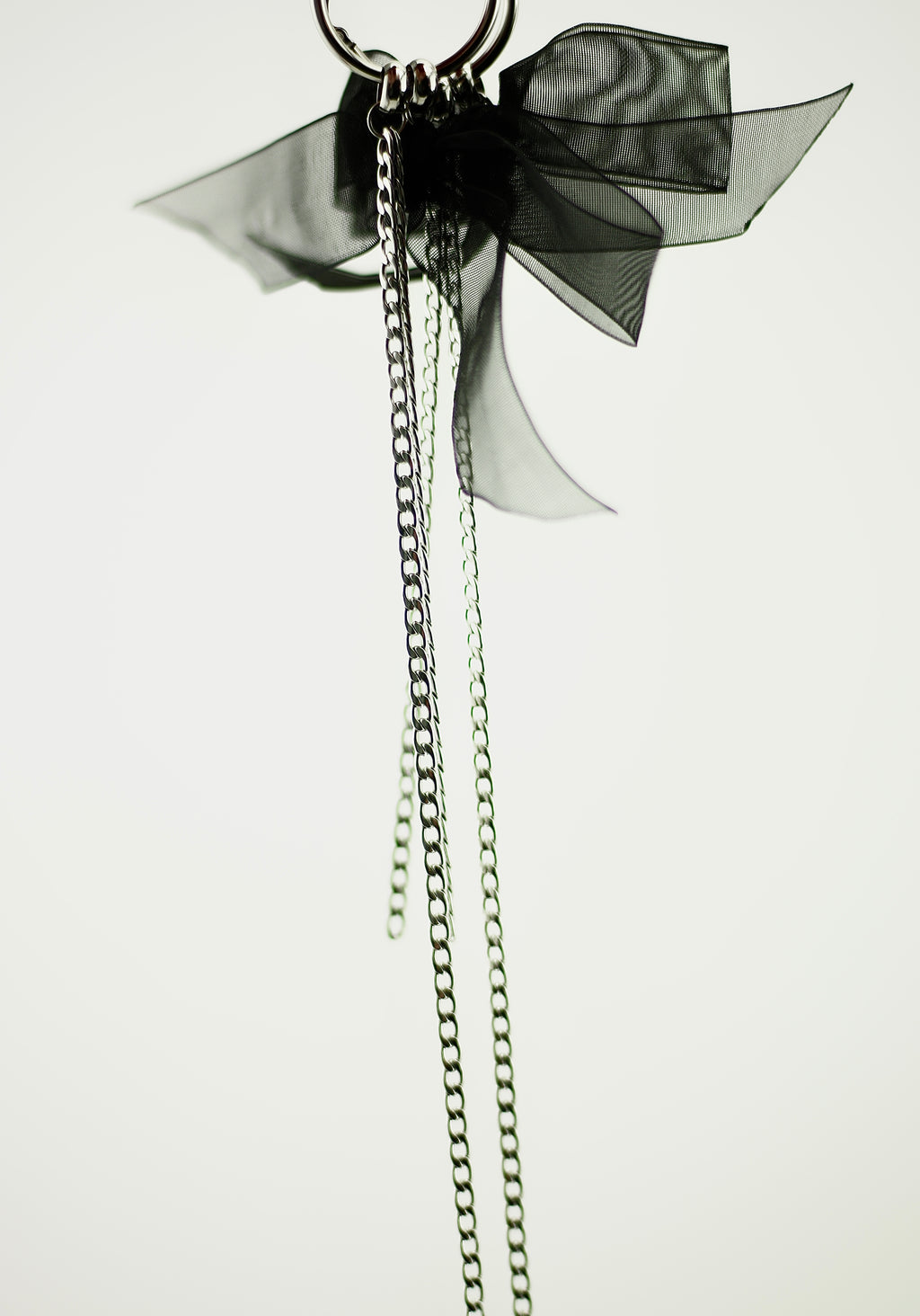 stainless steel black bow cute long playful chain hoop earrings